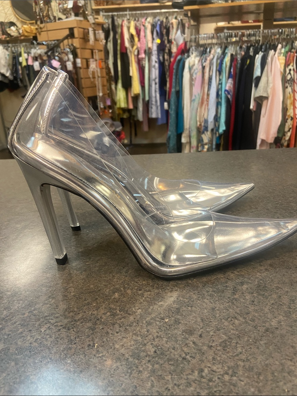 Good American Clear PVC Pointed-Toe Pumps - Picture 2 of 5